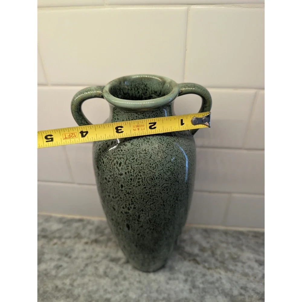 Bluish/Green With‎ Black Accent 10in Vase With Handles